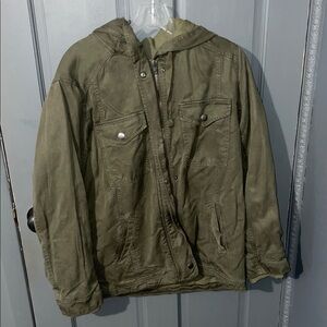 American Eagle Outfitters Olive Green Hooded Jacket
